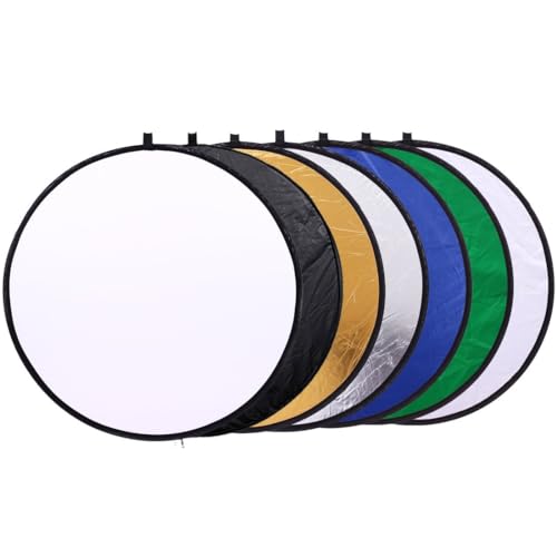 REFLEX CAMERA 7-in-1 Photography Reflector (Round) – Translucent/Silver/Gold/White/Black/Blue/Green – Light Diffuser & Chroma Key Background Kit with Carrying Case (60cm/23) - size: 60cm/23in