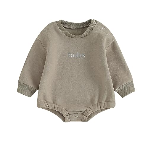 VISGOGO Newborn Infant Baby Boy Girls Oversized Romper Little Dude Sweater Onesie Coming Home Outfit Neutral Clothes - color: Bubs-gray, size: 6-12 Months