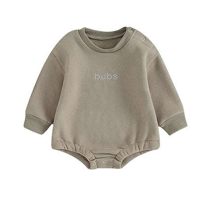VISGOGO Newborn Infant Baby Boy Girls Oversized Romper Little Dude Sweater Onesie Coming Home Outfit Neutral Clothes - color: Bubs-gray, size: 3-6 Months