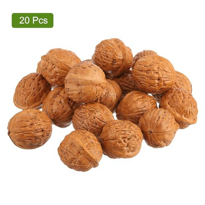 uxcell 20pcs Fake Walnut, Artificial Lifelike Walnut Decoration Fake Fruit Model for Photography Prop Kitchen Decoration, Brown