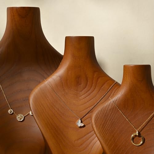 Solid Wood Jewelry Bust Necklace Display Showcase Jewelry Necklace Stand Display Holder(H11.73) - color: H3