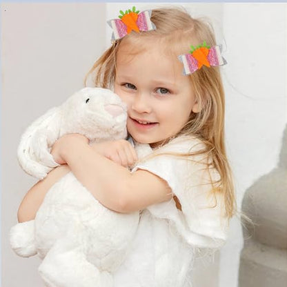 2pcs Easter Bunny Bow Hair Clips - Cute Carrot with Bowknot Design, Adorable Spring Hair Accessories for Women, Girls & Kids, Easter Party Decoration
