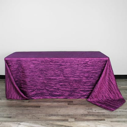 YOUR CHAIR COVERS - 90 x 132 inch Rectangular Crinkle Taffeta Tablecloth - Purple, Rectangle Table Linens for 6 ft Rectangular Tables, Wedding Crushed Table Cloth - color: Purple, size: 132" x 90" (Rectangular)