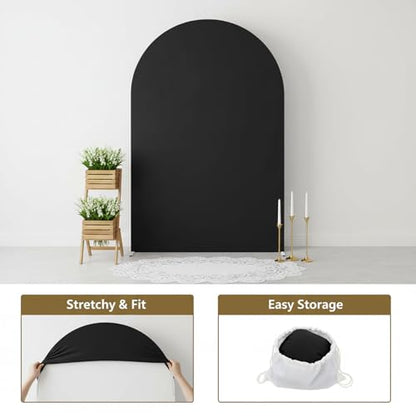 Double Sided 7.2FT Black Arch Backdrop Cover Spandex Fitted Stretchy Arch Covers for Wedding Birthday Party Bridal Baby Shower Ceremony - color: Black, size: 7.2FT