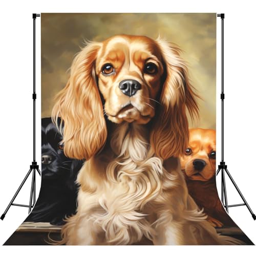 Cocker Spaniel Backdrop Background for Photography 5x7ft Photobooth Professional Photo Backdrop Curtains Video Photography Studio Photo Backgrounds Banner Booth Background Screen Parties - color: Cocker Spaniel