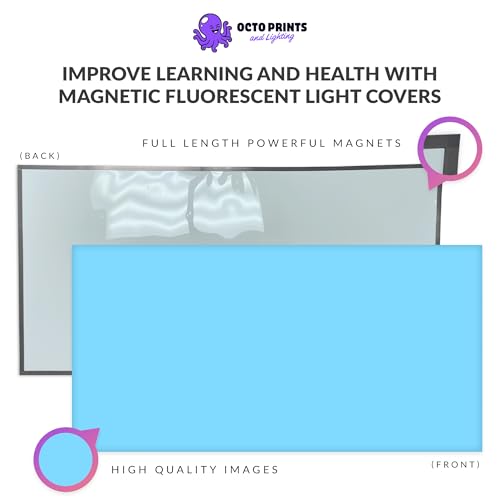 OCTO LIGHTS Magnetic Light Covers for Ceiling Lights Classroom Fluorescent Light Covers Solid Medium Blue 2x4 Ceiling Light Cover for Classroom Lights, Office, and Medical Spaces (Pack of 1) - color: Medium Blue
