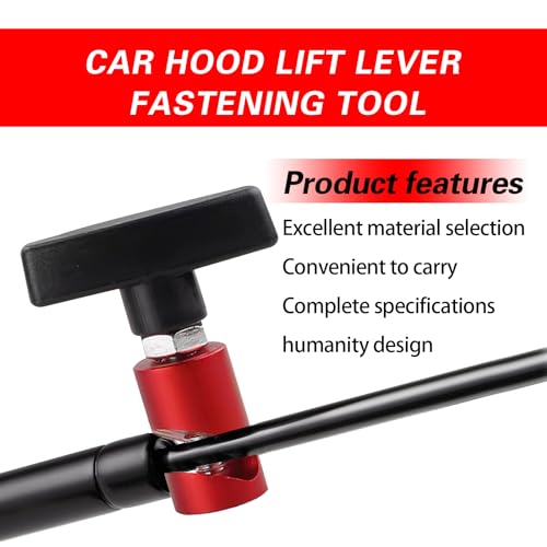 Pack-2 Car Hood Prop Rod, Durable Anti-Slip Vehicle Engine Hood Support Rod Retainer, Aluminum Alloy Engine Hood Pillar Fixing Tool, Universal Automotive Lifting Rod Anti-Pinch Device (Red)