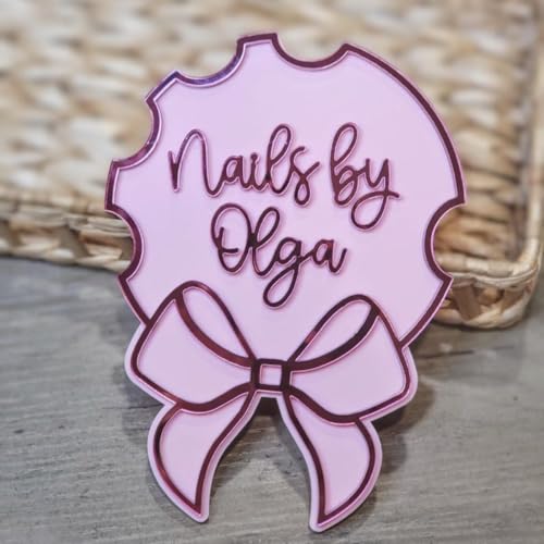 Personalized Bow Nail Technician Beauty Salon Advertise Nailfie Prop Business Signnail Artist Gift Nail Social Media Pic Nail Photo Props Custom Nail Art Tray (Black) - color: Black