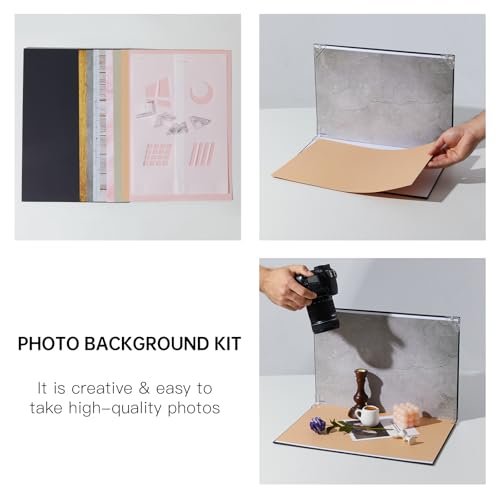 Product Photography Backdrops, 16x11.5 Inch Photo Backdrop Board Kit, 8Pcs 16 Patterns with 2Pcs Photo Shadow Maker for Makeup Product Shooting, Food Jewelry Cosmetics Photography - color: 8pcs patterns+2 pvc shadow