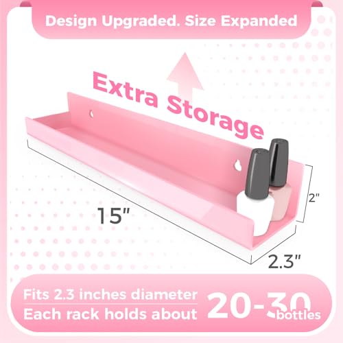 4 Pack 15 Inch Pink Acrylic Shelves, Kids Floating Bookshelf for Kids Room, Modern Nail Polish Rack Sunglasses Essential Oil Picture Ledge Display Toy Storage Wall Shelf - color: 15in-pink