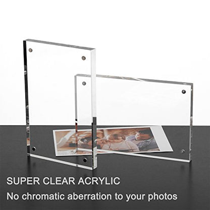 Meetu Acrylic 5x5 Picture Frame 5 Pack Clear Two Sided Desk Photo Frame Magnetic Frame Inner Size 4x4 with Gift Pack for Display Family Pictures Baby Photos Friends Pictures Pet Dog Picture - size: 5x5"(5 Pack)