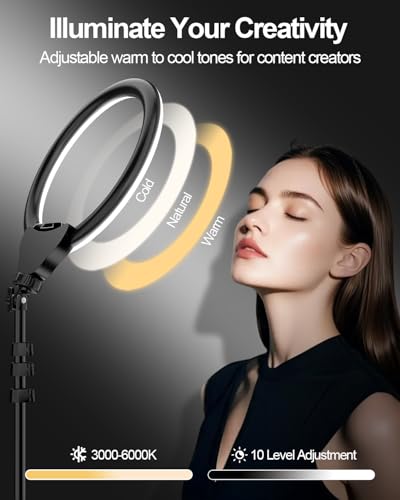 UBeesize 10’’ Ring Light with Tripod, Selfie Ring Light with 62'' Tripod Stand, Light Ring for Video Recording ＆ Live Streaming(YouTube, Instagram, TIK Tok), Compatible with Phones and Cameras - style: Ring Light