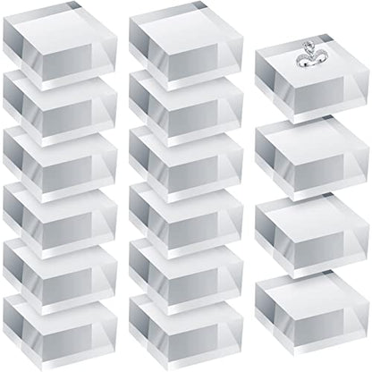 Remerry 16 Pcs Clear Acrylic Cube Blocks Square Display Block Clear Polished Acrylic Stamp Blocks Jewelry Display Stand Ring Showcase Holder Base(2 x 2 x 1 Inch) - size: 2 X 2 X 1 Inch