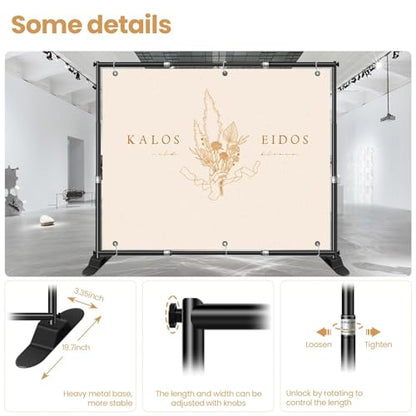 Jiang&Rong 10x10ft Heavy Duty Backdrop Stand Kit - Adjustable Step and Repeat Photo Banner Stand for Photography, Trade Shows, Photo Booths, Events(Black) - color: Black