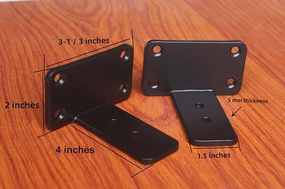 2 Pack - 4 inch Black Hidden L Shelf Bracket (1/5 Inch Thicked) Iron Floating Shelf Brackets Rustic Industrial Metal Brackets for Shelf Support - size: 4 Inch, style: Black 2 Pack