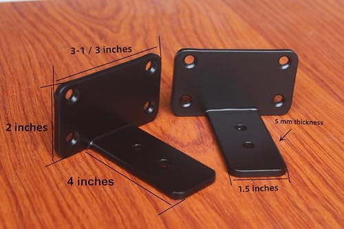 2 Pack - 4 inch Black Hidden L Shelf Bracket (1/5 Inch Thicked) Iron Floating Shelf Brackets Rustic Industrial Metal Brackets for Shelf Support - size: 4 Inch, style: Black 2 Pack