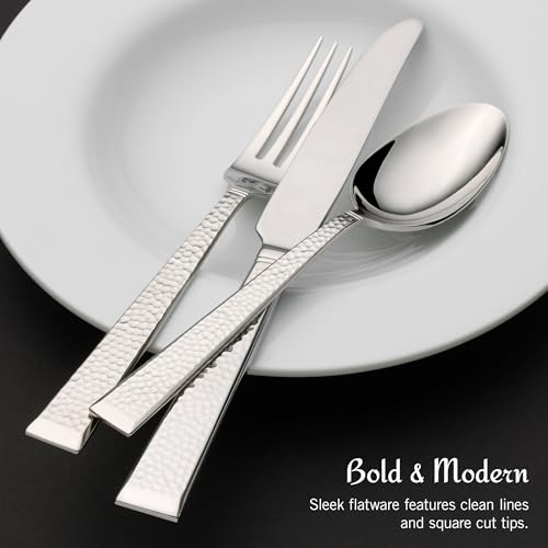 Mikasa Kyler Flatware Set for 12, 65 Piece 18/10 Stainless Steel Silverware with Modern Design and Serving Utensils, Durable, Stylish Dinnerware Service - size: 65 Piece Set, style: Kyler