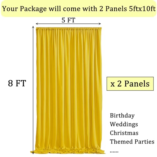 10x8ft Wrinkle Free Yellow Backdrop Curtain Panels, Thick Polyester Lemon Yellow Backdrop Drapes for Wedding Birthday Party Background Baby Shower - color: Yellow, size: 10ftx8ft