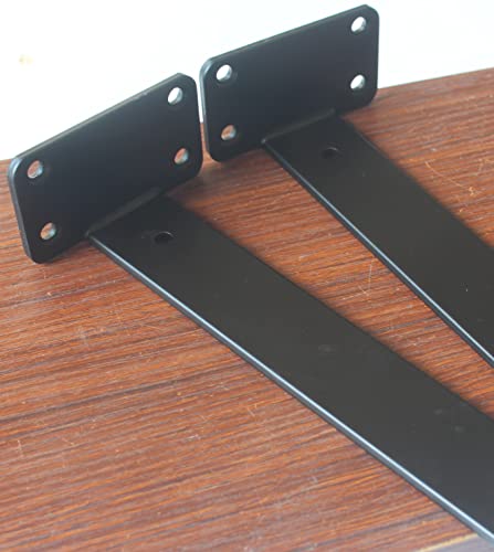 4 Pack - 11 inch Black Hidden L Shelf Bracket (1/5 Inch Thicked) Iron Floating Shelf Brackets Rustic Industrial Metal Brackets for Shelf Support - size: 11 Inch, style: Black 4 Pack