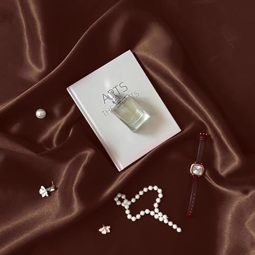 RUDONG M Satin Photography Backdrop 3.3x2.5ft - Wrinkle-Free Silky Fabric Background for Jewelry/Cosmetics/Flat Lay/Studio, Brown Backdrop Cloth (100x75cm) - color: Brown