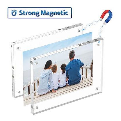 AITEE 3.5x5 Acrylic Picture Frames 3 Pack, 20% Thicker Block, Clear Picture Frames Freestanding Double Sided Magnetic Acrylic Lucite Frameless Transparent Square Frame Gift for Desktop Display - size: 3.5x5
