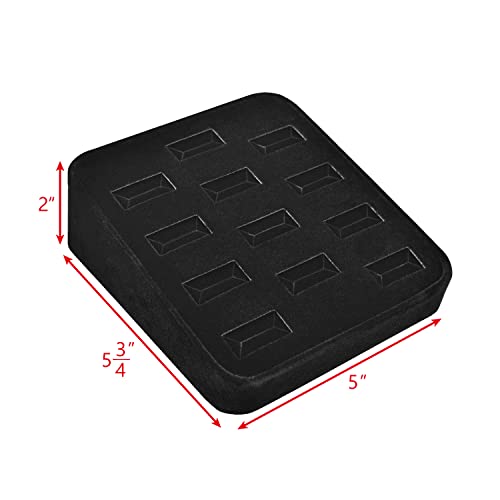 MOOCA 12 Slots Ring Tray Display, Slotted Ring Showcase Display Jewelry Organizer Stand, Jewelry Holder for Showcase for Home Trade Show, Black Velvet - color: Black Velvet, 12 slots