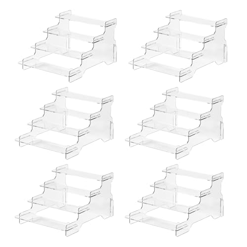 Display Risers, 4 Tier Perfume Organizer Stand，Clear Cupcake Stand Holder，Display Risers for Figures,Cake Shelves Retail (6.5inch-6 pack) - size: 6.5inch-6 pack