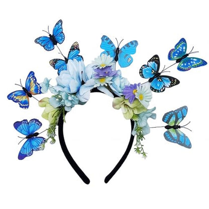 Butterfly Flower Crown Headband, Flower Headbands Floral Hair Bands, Fashion Accessories for Women Photo Props