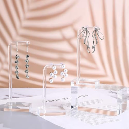 Xthrotsenk 3Pcs Acrylic Earring Holder Clear Jewelry Stand Earring Display Jewelry Holder Acrylic Jewelry Organizer Display Stand for Earring