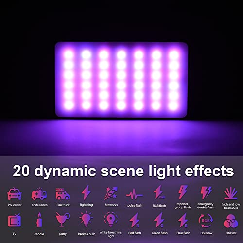 Andoer W140 RGB LED Video Light Kit Pocket Video Conference Lighting CRI95+ 2500K-9000K Dimmable 20 Lighting Effects with Desktop Tripod Ballhead Phone Holder Computer Clip Cold Shoe Adapter