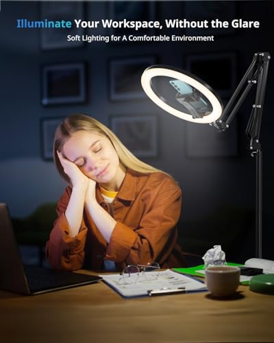 UBeesize 12" Ring Light Tripod for iPhone with Overhead Phone Mount, 75" Tall Ring Lights with Stand and Camera Mounts for Photography/Live Streaming/TikTok/YouTube Content Creation - size: 12in-Stand