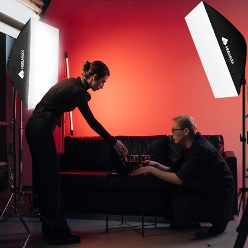 Softbox Photography Lighting Kit, 2Pcs 25" x 28" 75W COB LED Softbox with Remote, 2700K-5600K, Adjustable Light Stands & Gel Filters, Portable Photography & Video Kit for Studio Lights