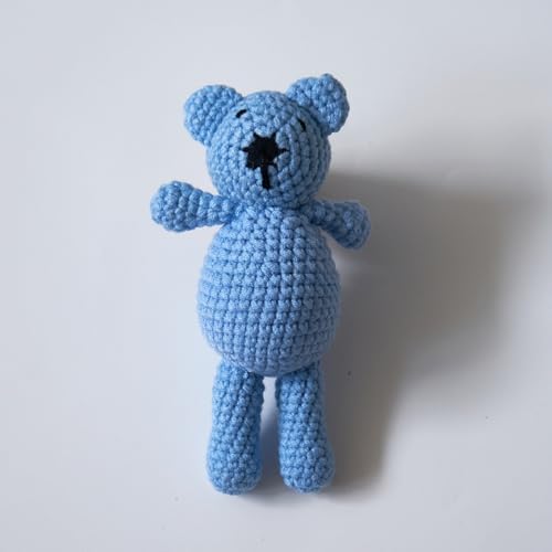 Zeroest Newborn Baby Boy Girl Photography Props Bear Hat Outfits Crochet Kint Handmade Cap Set for Newborn Photo Shoot - color: Blue