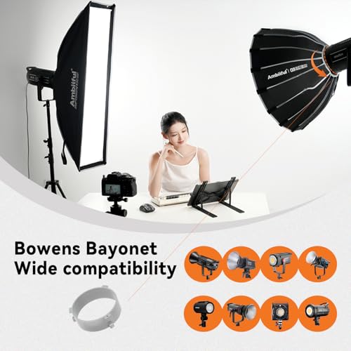 Ambitful 35.4''/90cm Quick Release Parabolic Softbox, Hexadecagon Bowens Mount Softbox with 2 Diffusers & Honeycomb Grid, Carrying Bag, Compatible with Studio Speedlite Flash and Monolight - size: Q9-90cm