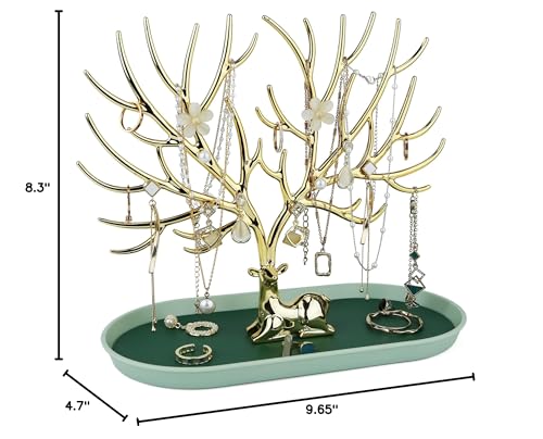 MORE&LESS Antlers Jewelry Display Stand,Gold Deer Hanging Organizer for Ring Earrings Necklace Bracelet - color: Gold