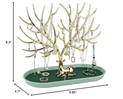 MORE&LESS Antlers Jewelry Display Stand,Gold Deer Hanging Organizer for Ring Earrings Necklace Bracelet - color: Gold