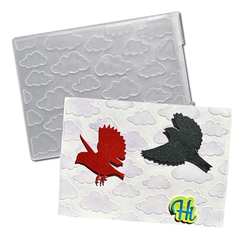 Arbuya Cloud Plastic Embossing Folders for Card Making Clouds Background Embossing Folder for Scrapbooking Pages Paper Crafting Clay Decoration - color: Cloud Background
