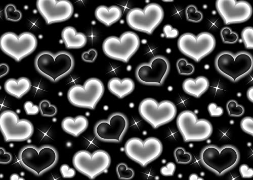 8x6ft Black Heart Backdrop 90s Backdrops for Photoshoot Valentines Decor Banner Birthday Props X-14 - color: Black, size: 8x6ft