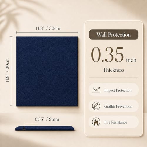 Large Cork Boards for Walls – 36" x 24" Self Adhesive Felt Wall Tiles, Ideal for Office Black Bulletin Board, Easy to Install Pin Board Photo Board(Navy Blue) - color: Navy Blue, size: 24" X 36"
