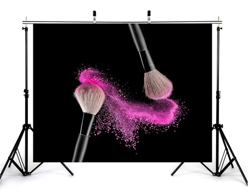 10x5ft Makeup Backdrop Pink Powder Brushes Photography Background for Party Beauty Salon Cosmetic Event Decorations Tapestry Photo Booth Props - size: 10x5ft