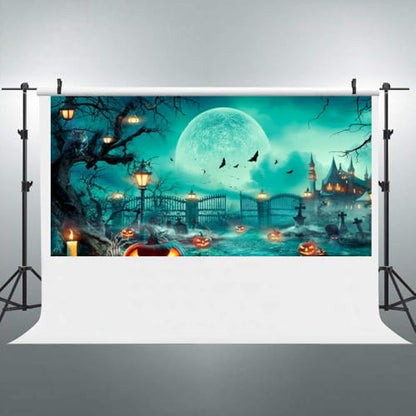 Halloween Backdrop 20x10ft Happy Halloween Party Photo Background for Kids Adults Scary Cemetery Graveyard Skeleton Spooky Ghost Halloween Banner Decorations Halloween Backdrops for Photography - size: 20x10ft