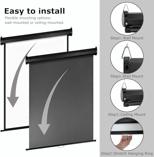 Retractable White Background Screen 36" x 56" Portable Roll-Up, Pull-Down Background, Black and White Double-Sided Design, PVC Material, Suitable for ID Card Passport Photo Photography