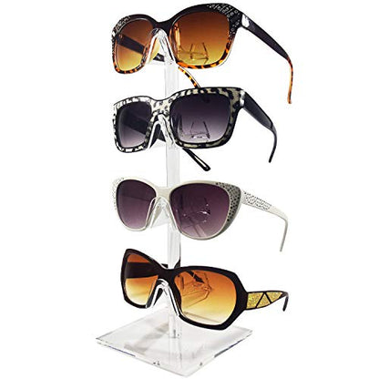 MOOCA 2-Piece Premium Acrylic Eyeglasses Frame Riser Display Stand, Sunglasses Rack ,Sunglasses Rack Holder, Acrylic Eyewear Display, 4 Frames for Each Holder - color: 4 Frame Stand, 2 pcs