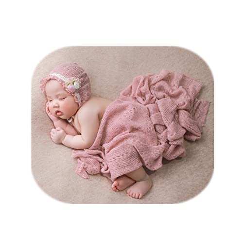 Coberllus Newborn Photography Props Girls Boys Fabric Bonnet Hat Cap & Wrap Blanket Posing Basket Stuffer Photoshoot Prop Set