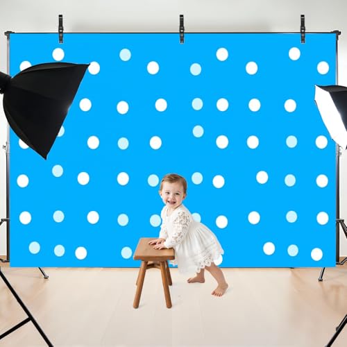 5x7ft Photography Backdrop Blue Polka Dot Gradient Effect Photo Backdrop Photography Background for Photoshoot Portrait Video Party Photo Studio Prop Booth - color: Color9