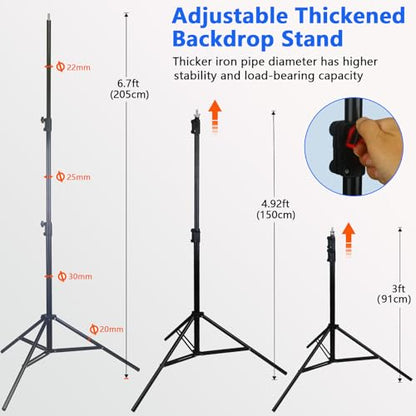 10x7 ft Adjustable Photo Backdrop Stand, Heavy-Duty Background Support System with Carry Bag & Clamps for Photography, Wedding, Party, Projector Screen, Studio Shoots
