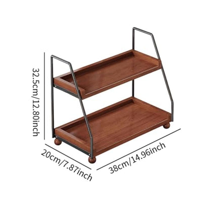 2 Layer Cup Riser Stand Tiered Display Step Shelf Vintage Tabletop Organizer Mugs Holder for Cupcakes Cabinet