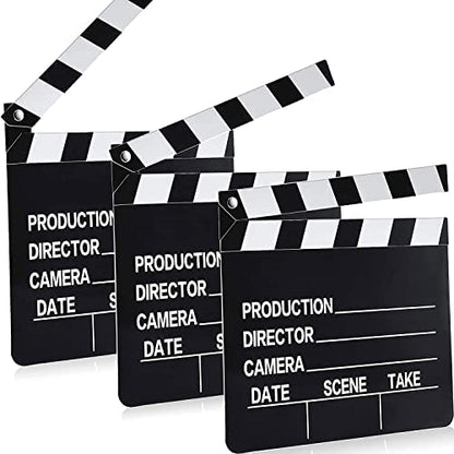 BBTO 10 Pieces Movie Film Clap Board, 7 x 8 Inch Cardboard Movie Clapboard Directors Clapper Writable Cut Action Scene Board for Movies Films Photo Props(Single-Sided Printing,Black and White) - color: Black and White, style: Single-sided Printing