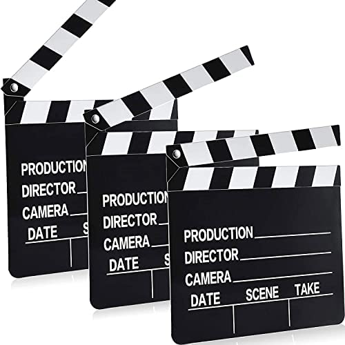 BBTO 10 Pieces Movie Film Clap Board, 7 x 8 Inch Cardboard Movie Clapboard Directors Clapper Writable Cut Action Scene Board for Movies Films Photo Props(Single-Sided Printing,Black and White) - color: Black and White, style: Single-sided Printing