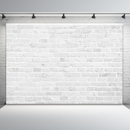 White Brick Wall Backdrop 9x6ft Rustic Vintage White Brick Photo Backdrop Baby Shower Wedding Birthday Party Photography Background Decorations Banner Photo Shoot Props - color: White, size: 9x6ft